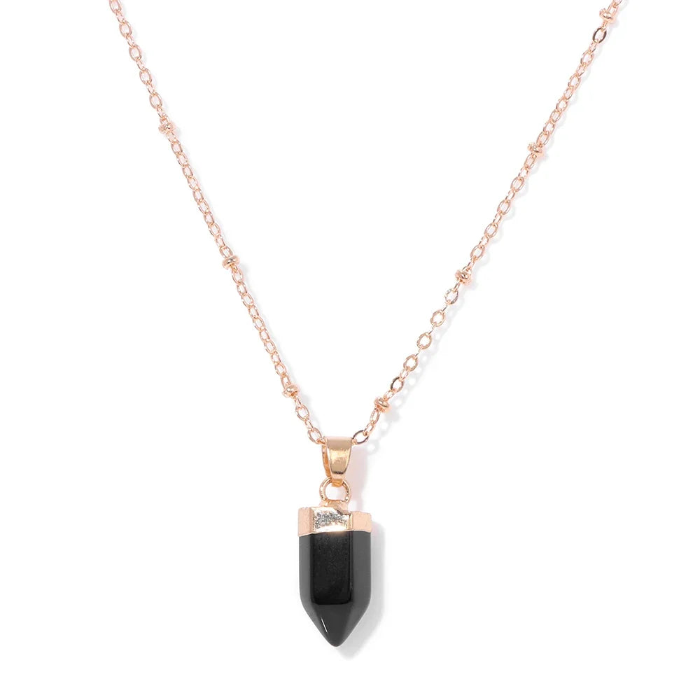Crystal Point Gold Pendant Necklaces