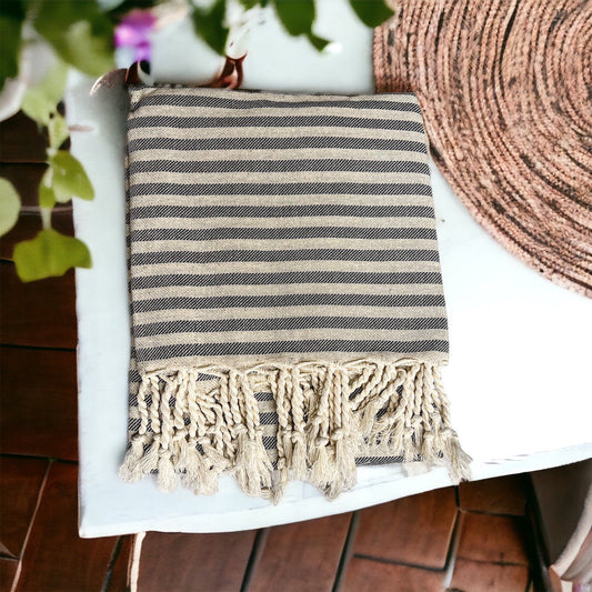Nautical Turkish Towel 180GSM Cotton Peshtemal Beach Towel Light Quick Dry
