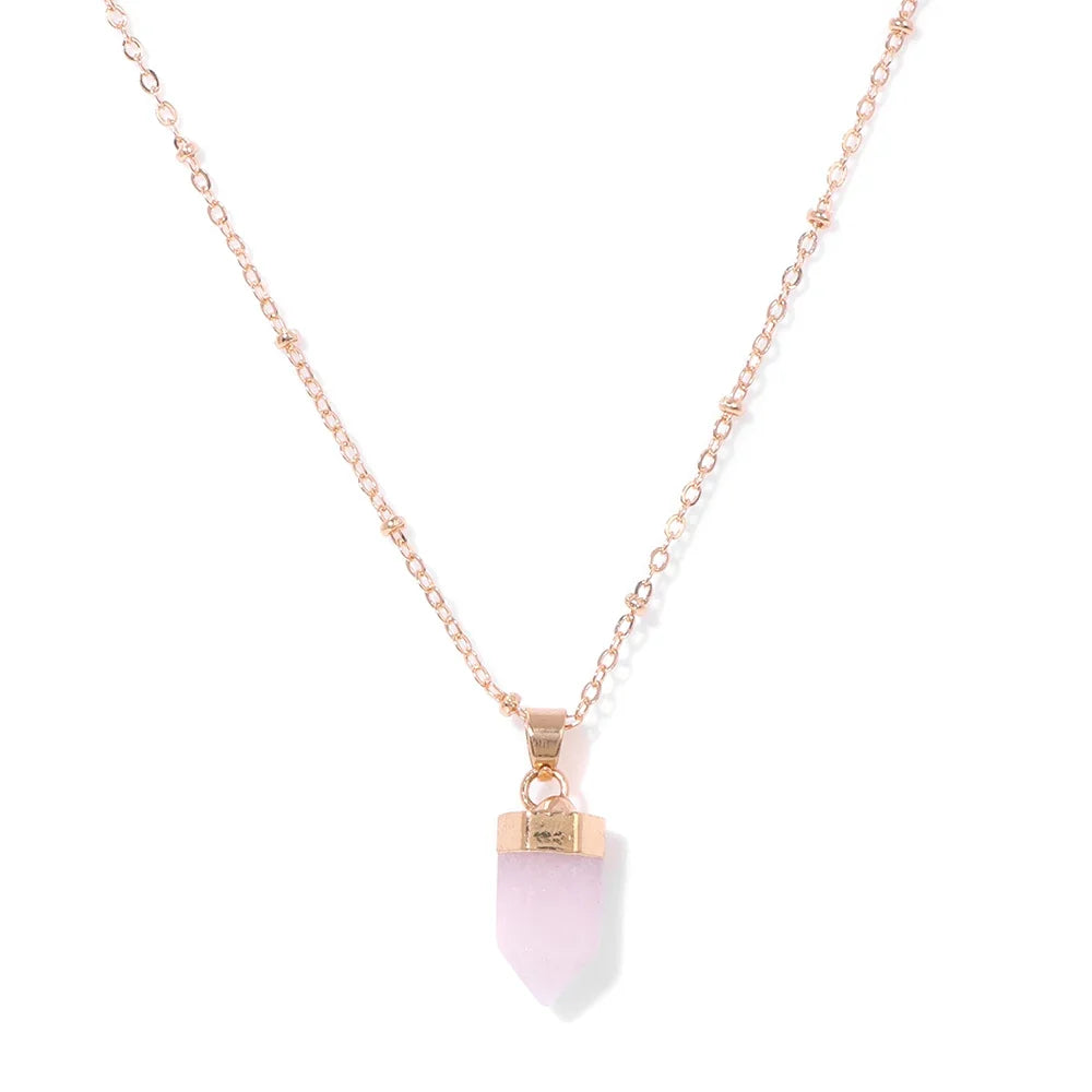 Crystal Point Gold Pendant Necklaces