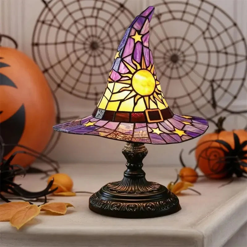Premium Witch Hat Stained Glass Lamp – Magical Glow for Your Home