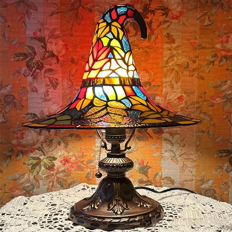 Premium Witch Hat Stained Glass Lamp – Magical Glow for Your Home