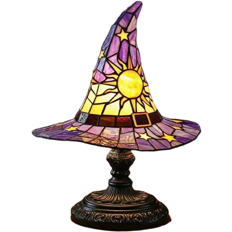 Premium Witch Hat Stained Glass Lamp – Magical Glow for Your Home