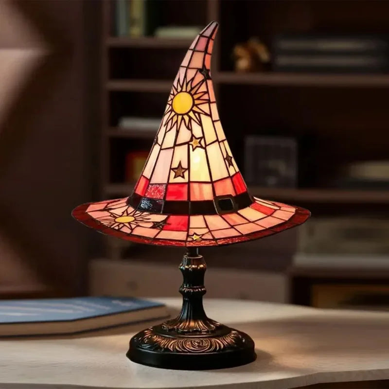 Premium Witch Hat Stained Glass Lamp – Magical Glow for Your Home