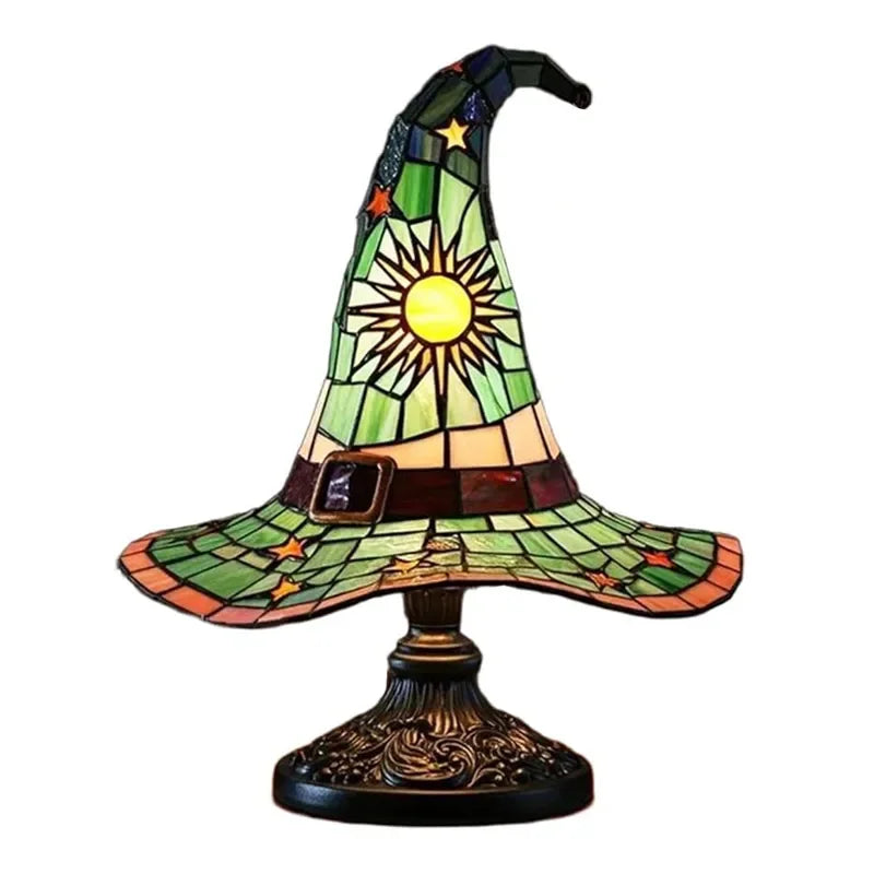 Premium Witch Hat Stained Glass Lamp – Magical Glow for Your Home