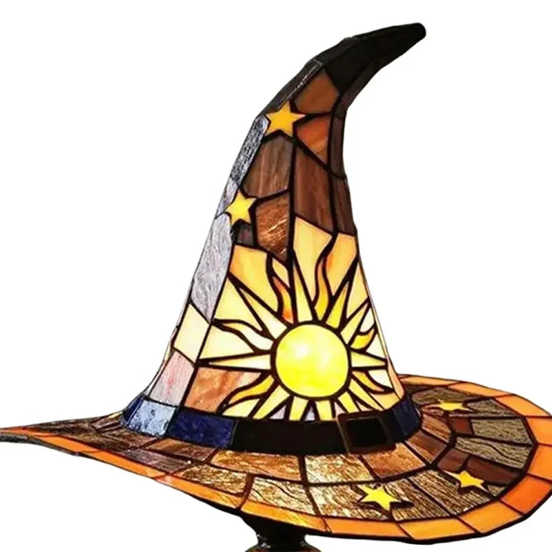 Premium Witch Hat Stained Glass Lamp – Magical Glow for Your Home