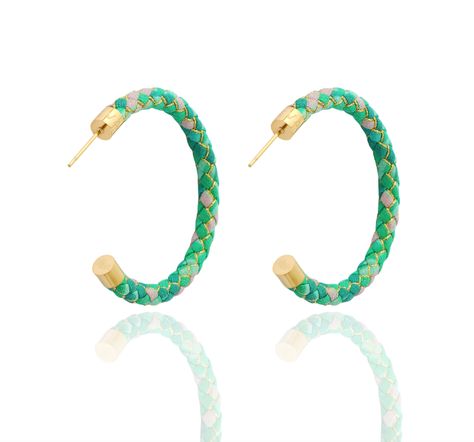 Lucky Jade Braided Silk Hoop Earrings
