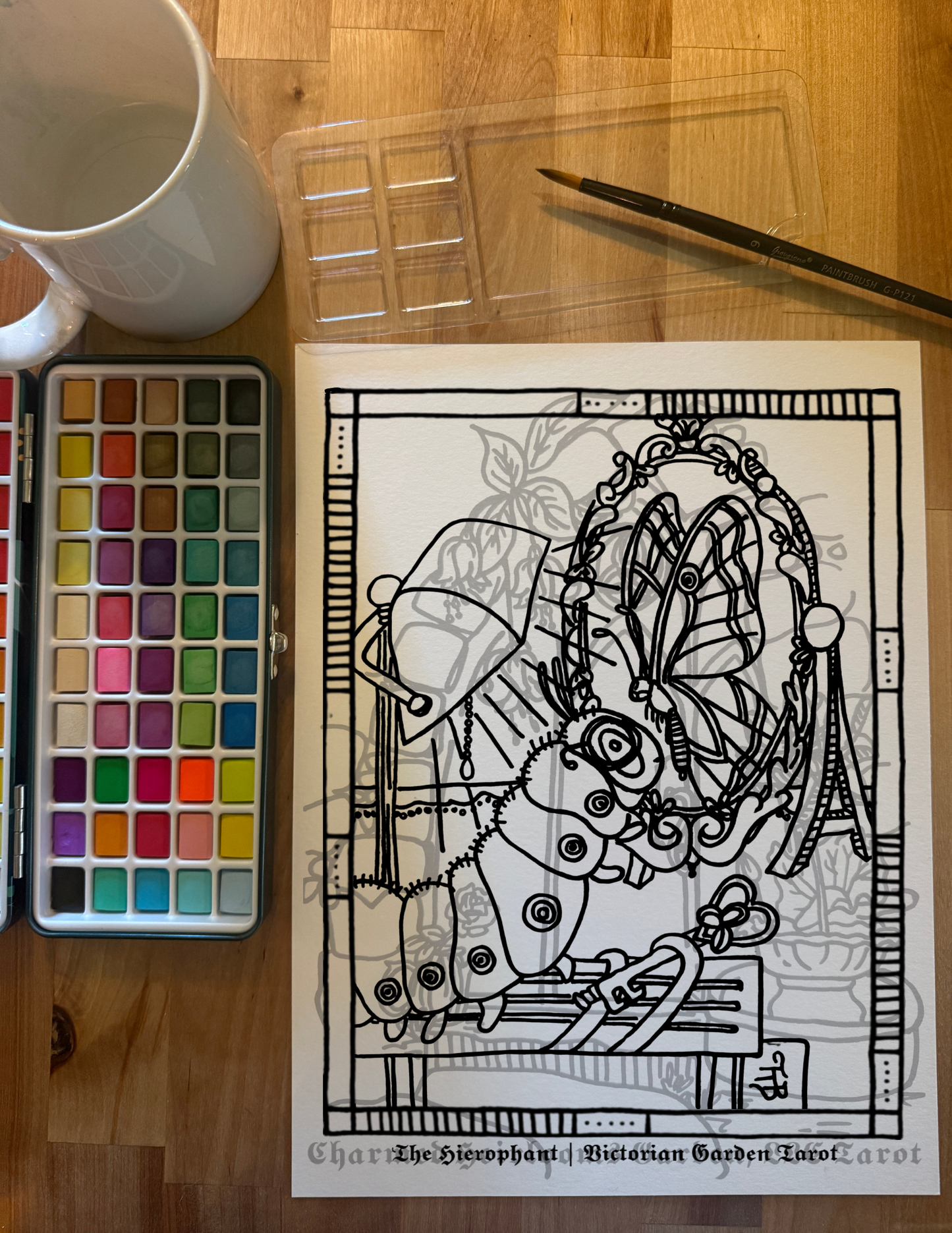 Major Arcana Tarot Coloring Page - 𝕿𝖍𝖊 𝕳𝖎𝖊𝖗𝖔𝖕𝖍𝖆𝖓𝖙