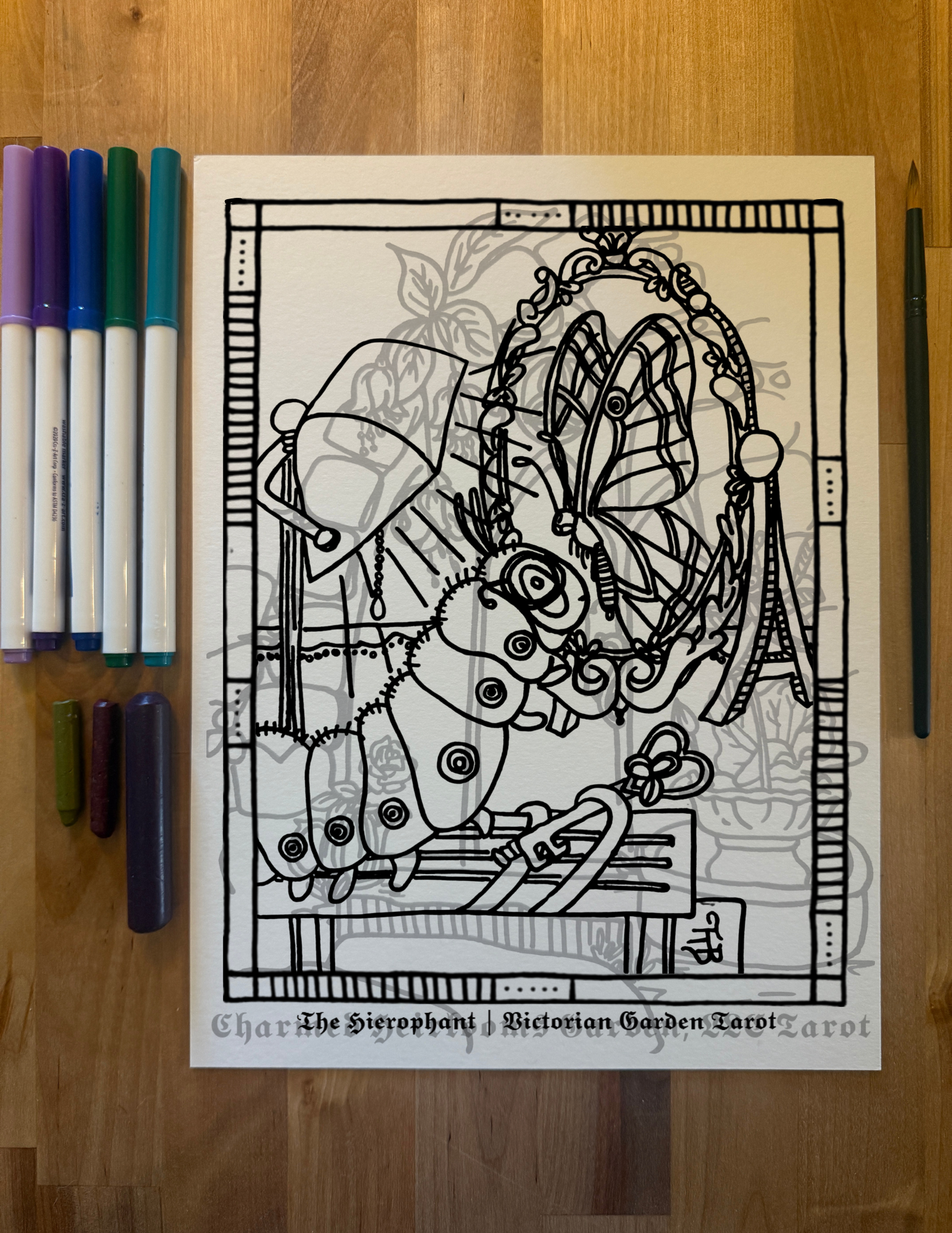 Major Arcana Tarot Coloring Page - 𝕿𝖍𝖊 𝕳𝖎𝖊𝖗𝖔𝖕𝖍𝖆𝖓𝖙