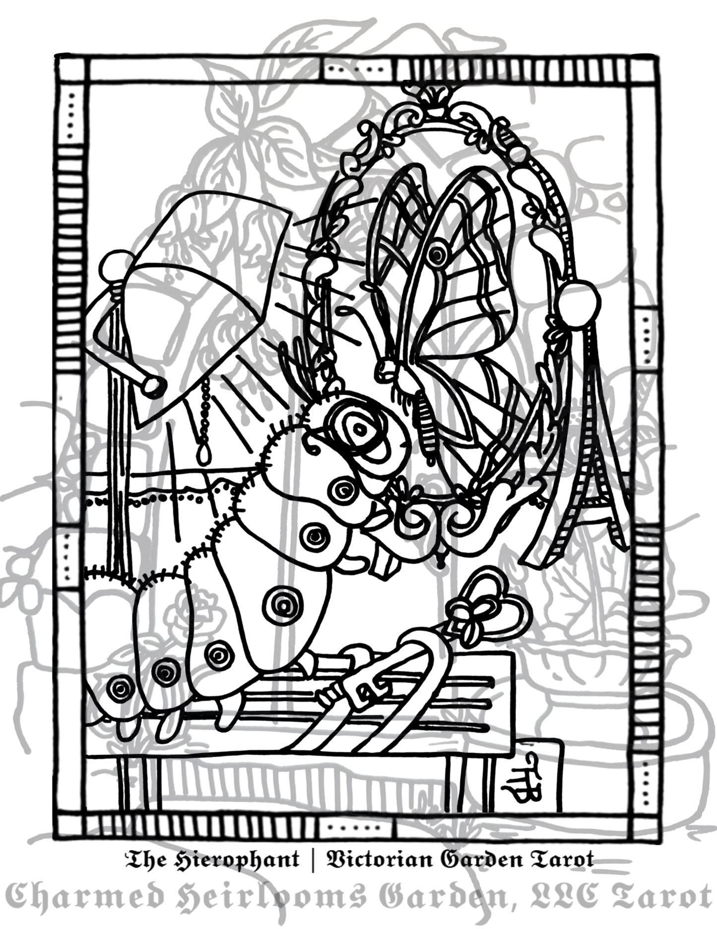 Major Arcana Tarot Coloring Page - 𝕿𝖍𝖊 𝕳𝖎𝖊𝖗𝖔𝖕𝖍𝖆𝖓𝖙