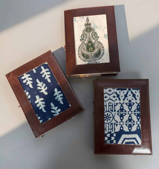 The Legacy Patchwork Journal | Block-Print Fabric & Repurposed Leather, 8x6