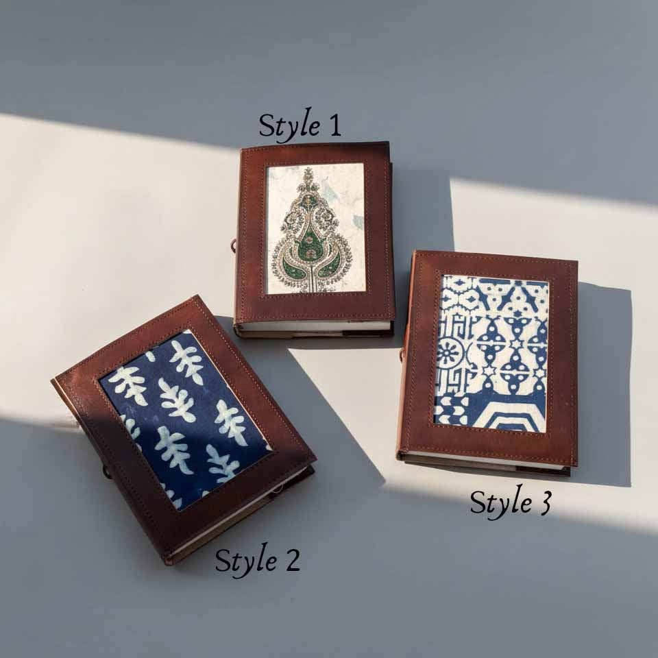 The Legacy Patchwork Journal | Block-Print Fabric & Repurposed Leather, 8x6