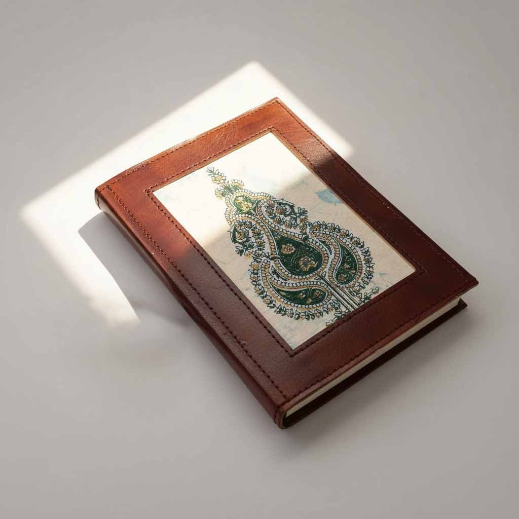 The Legacy Patchwork Journal | Block-Print Fabric & Repurposed Leather, 8x6