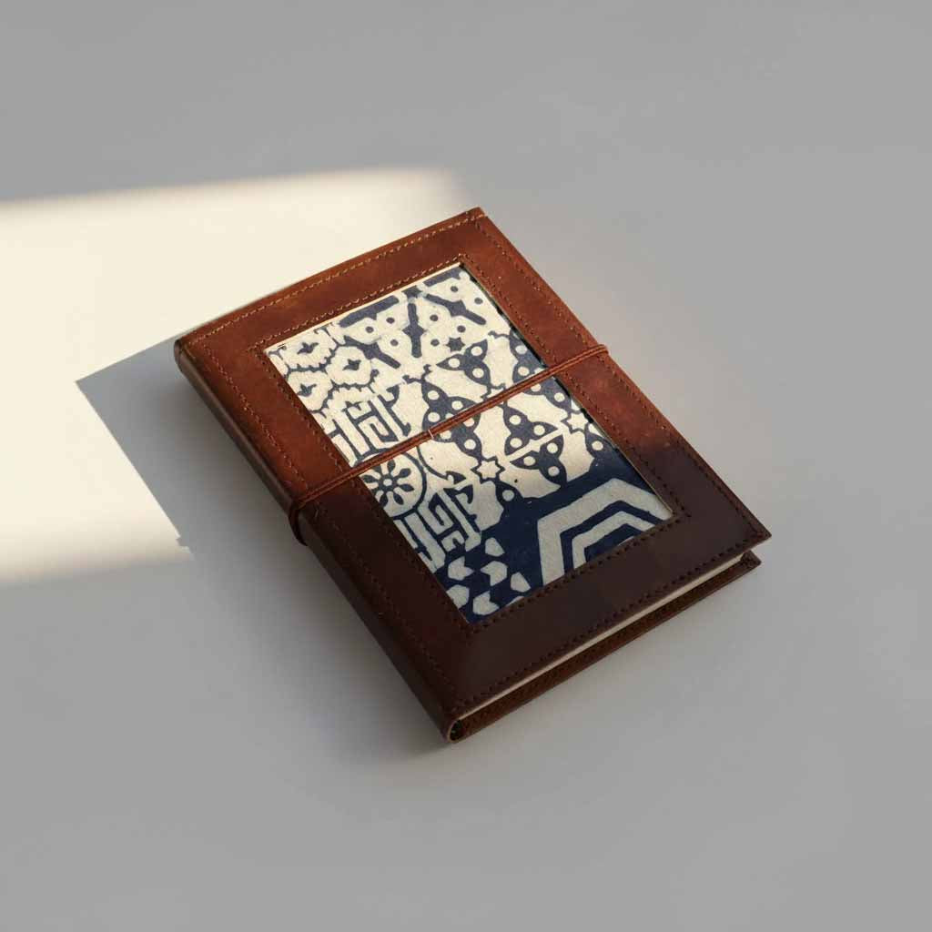 The Legacy Patchwork Journal | Block-Print Fabric & Repurposed Leather, 8x6