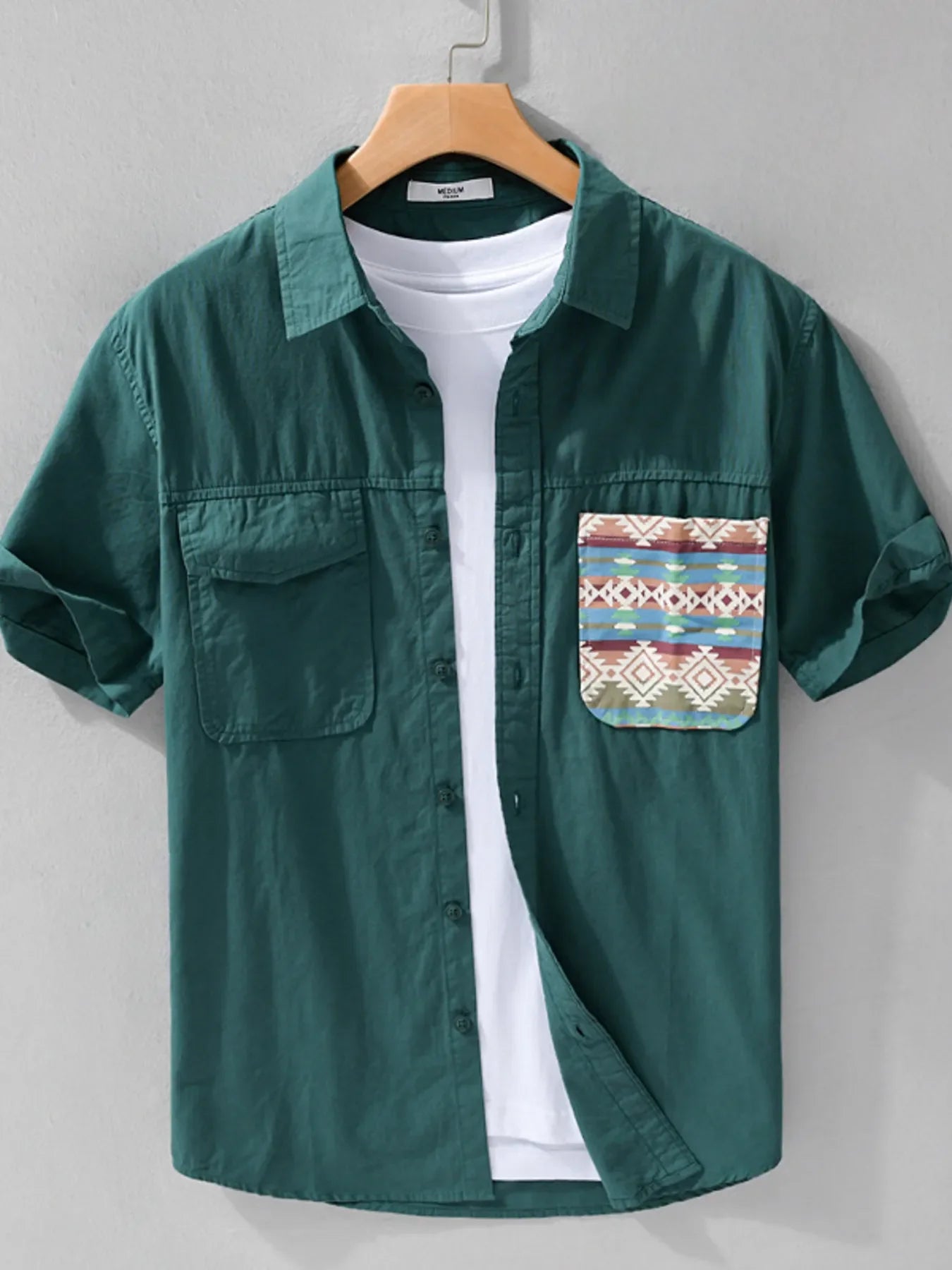 Men's Plus Size Button Up Short Sleeve Shirt