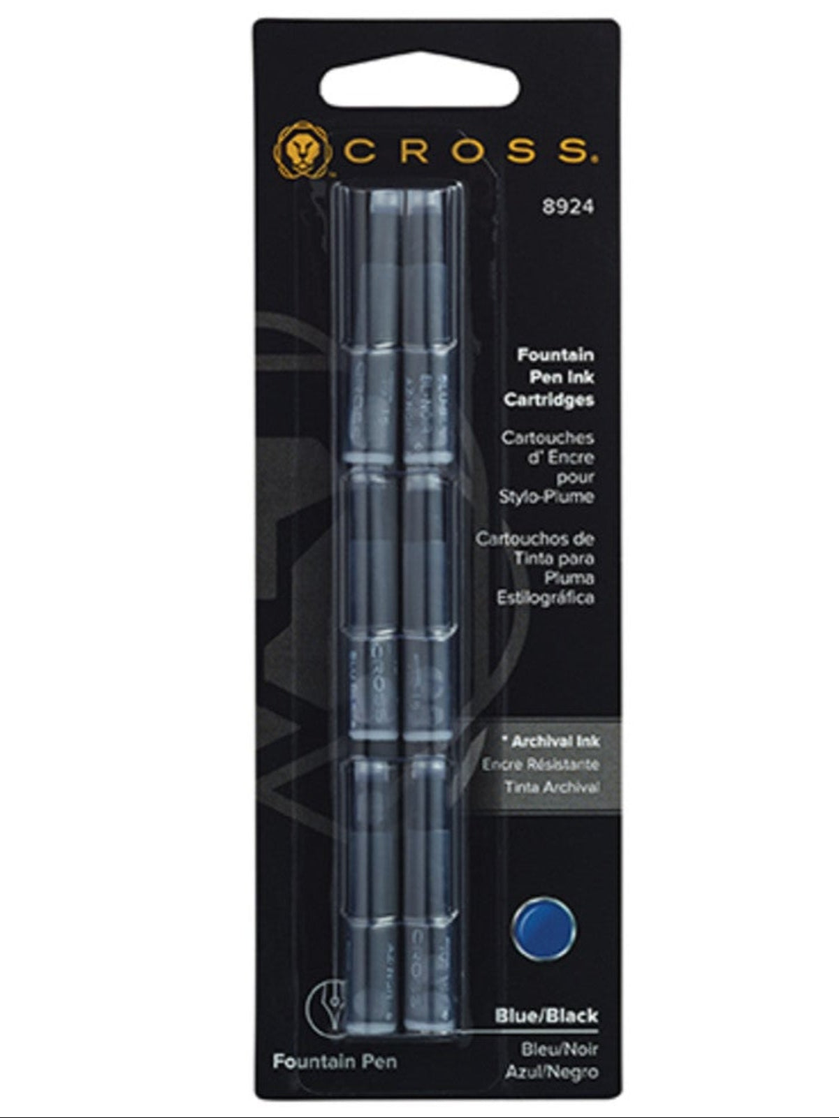 Fountain Pen Ink Cartridge - Blue/Black (6 per card)