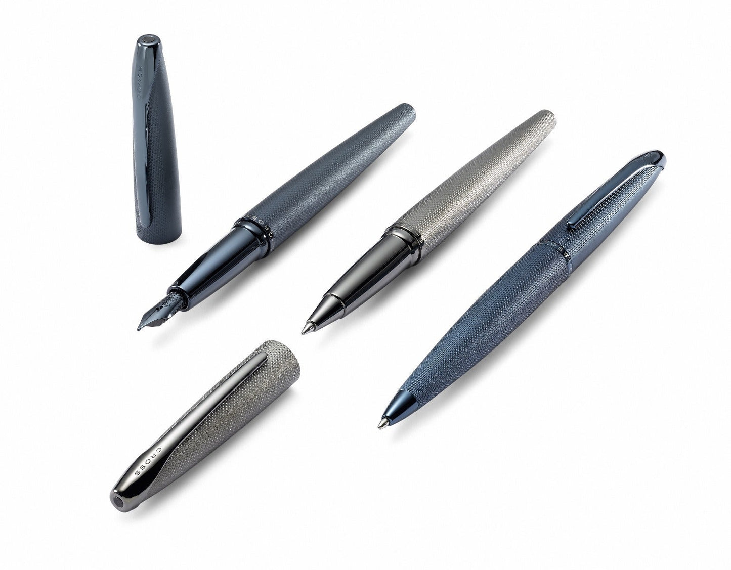 ATX® Sandblasted Dark Blue Stainless Steel Fine Nib Fountain Pen