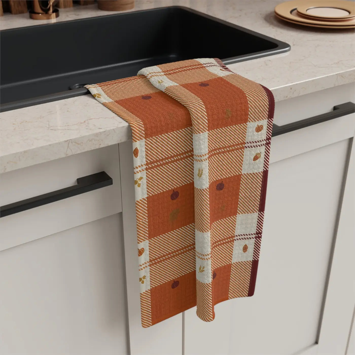 DipaliZ Microfiber Tea Towel Autumn Plaid Quick-dry Performance
