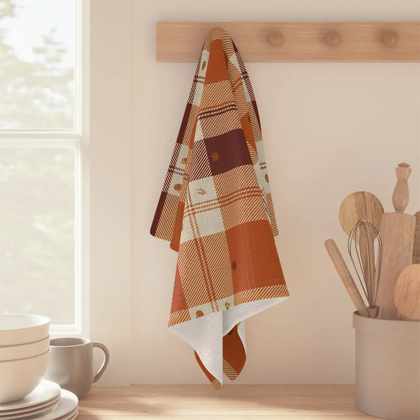 DipaliZ Microfiber Tea Towel Autumn Plaid Quick-dry Performance