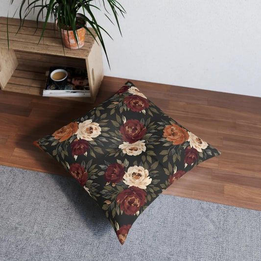 DipaliZ Tufted Floor Pillow Floral Cozy Rose Autumn Decor