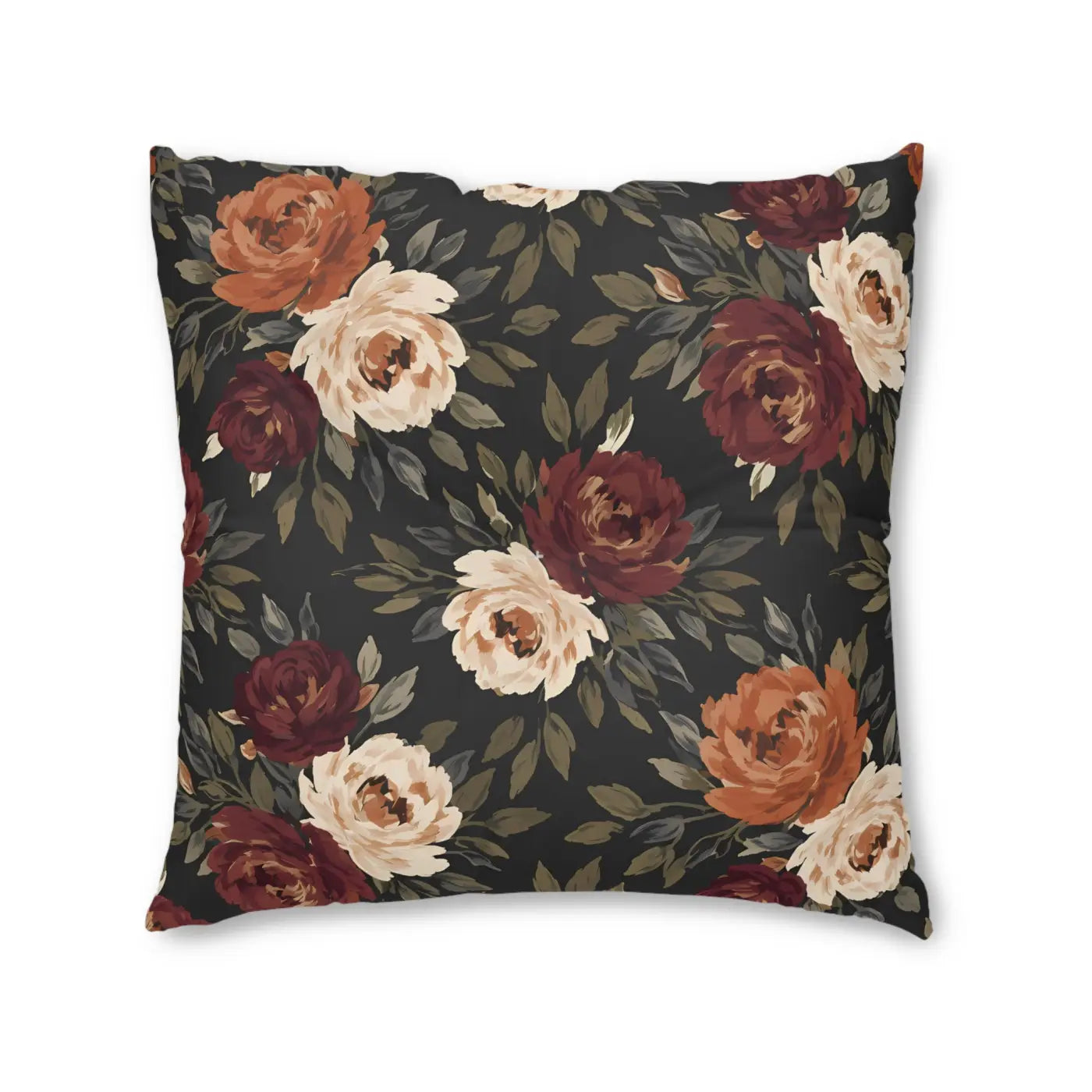 DipaliZ Tufted Floor Pillow Floral Cozy Rose Autumn Decor