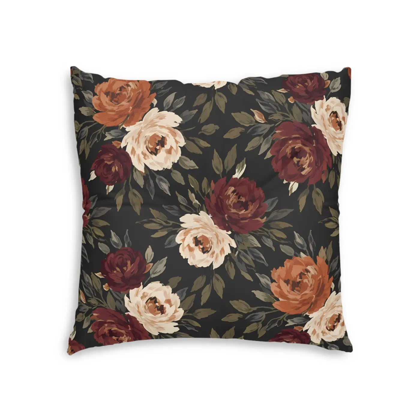 DipaliZ Tufted Floor Pillow Floral Cozy Rose Autumn Decor