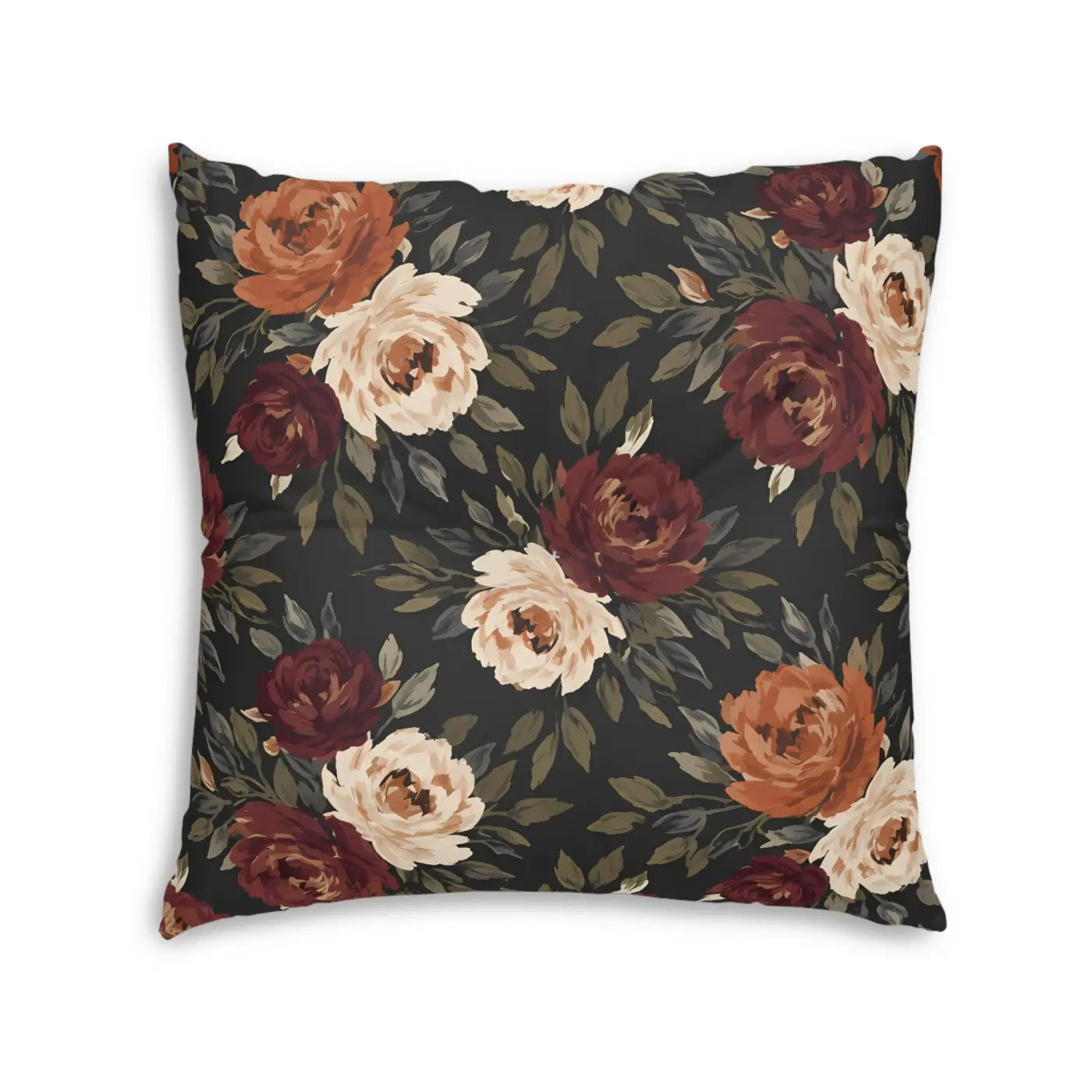 DipaliZ Tufted Floor Pillow Floral Cozy Rose Autumn Decor