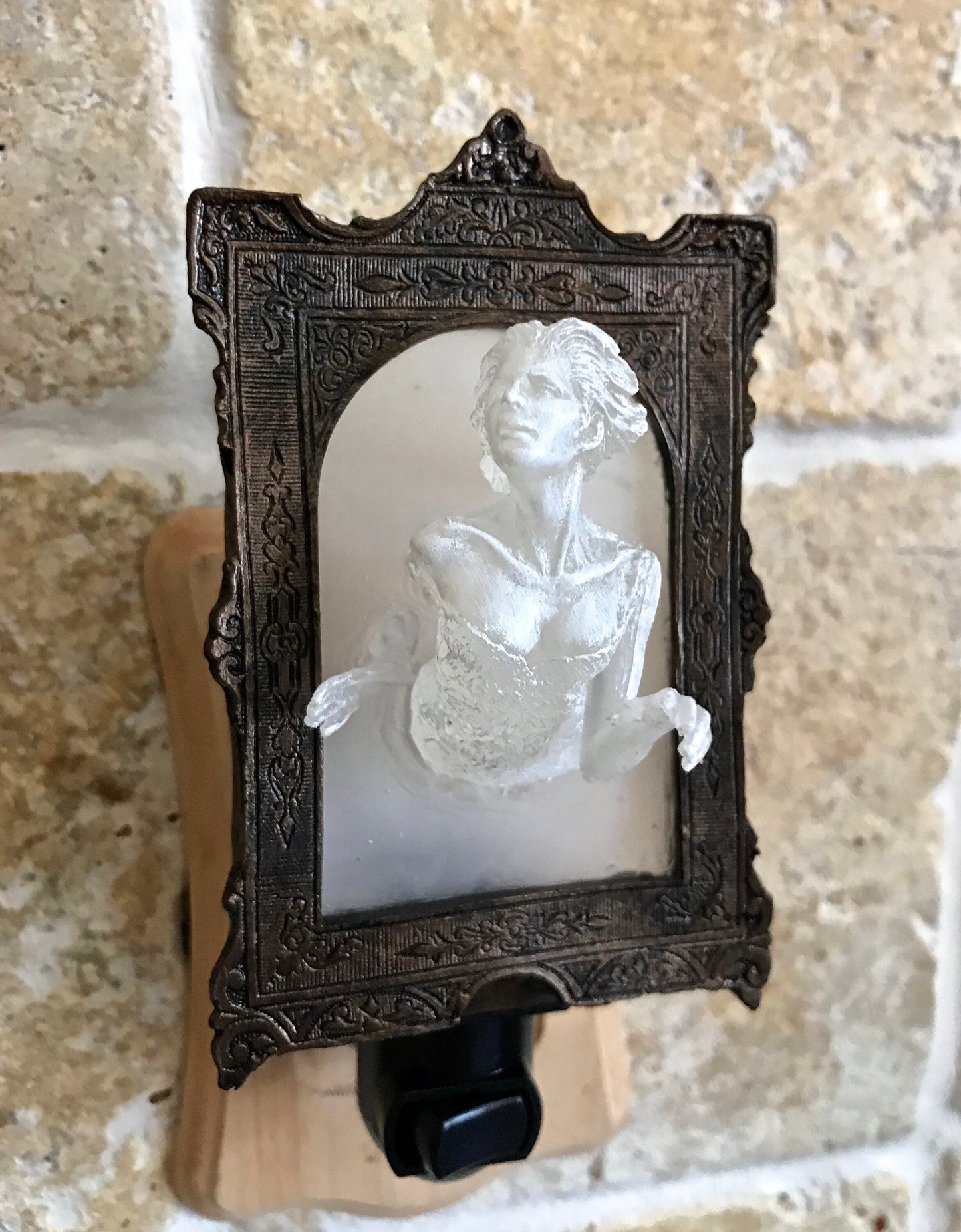 Ghost in the Mirror Nightlight, Hand Painted Resin Sculpture | Victorian Gothic Night Light |  Ghost Lighting for Gothic Spooky Home Decor