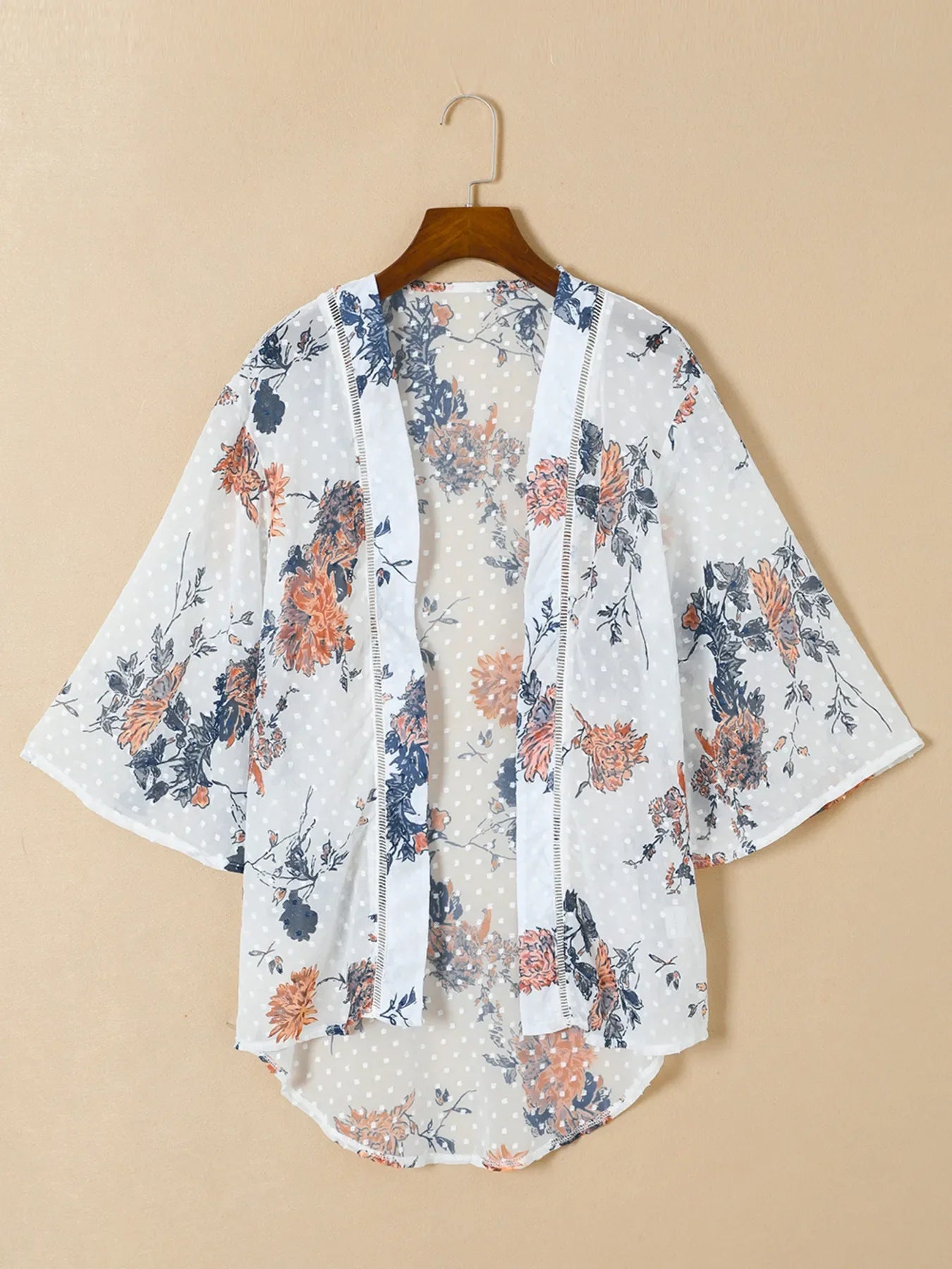 Floral Print Open Front Cover Up