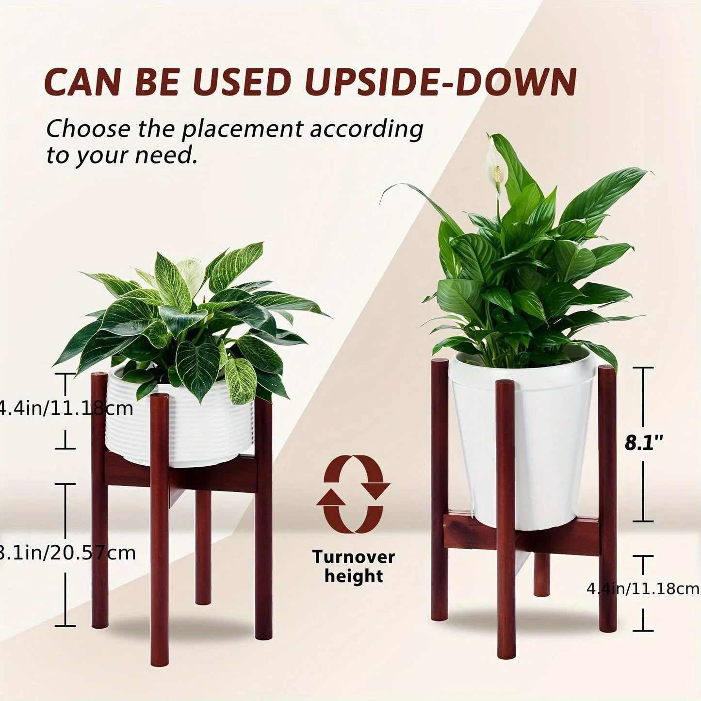 Bamboo Adjustable Plant Stand, 8-12 Inches, Reddish Brown Indoor Planter