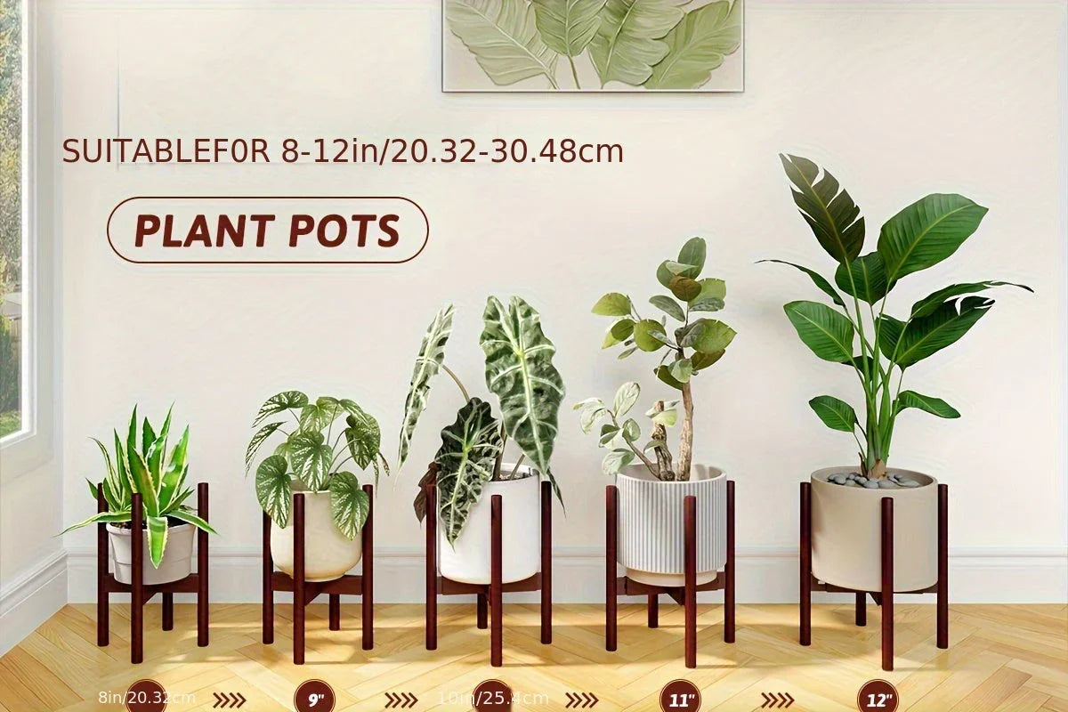 Bamboo Adjustable Plant Stand, 8-12 Inches, Reddish Brown Indoor Planter