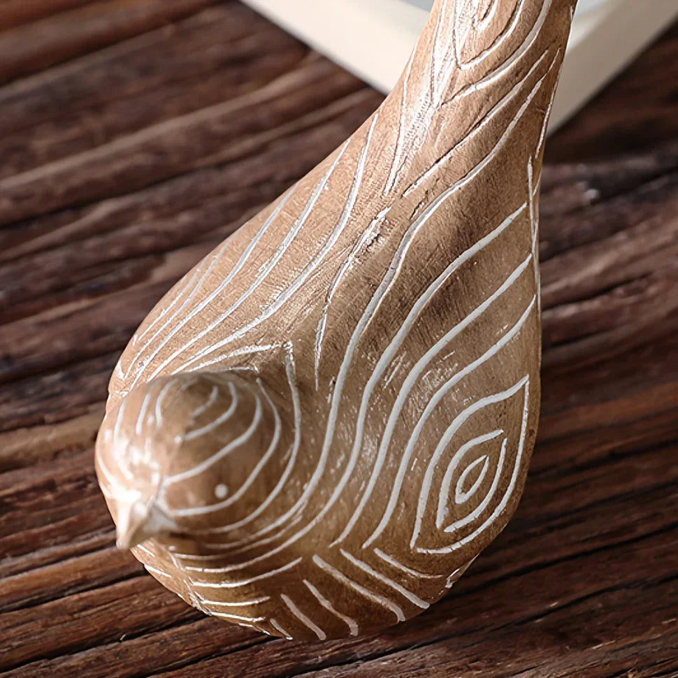 Bird Statues - Decorative Wood Grain Lovebirds