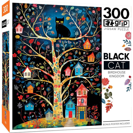 Black Cats - Birdhouse Kingdom 300 Piece EZ Grip Jigsaw Puzzle by Masterpieces Puzzles