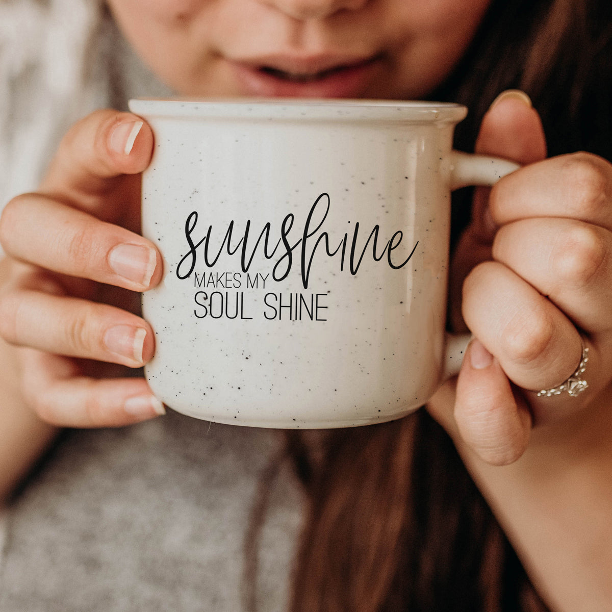 Sunshine 14.5oz Ceramic Campfire Style Mug White 14.5 Oz Rustic Camping Coffee Tea Cup Gift