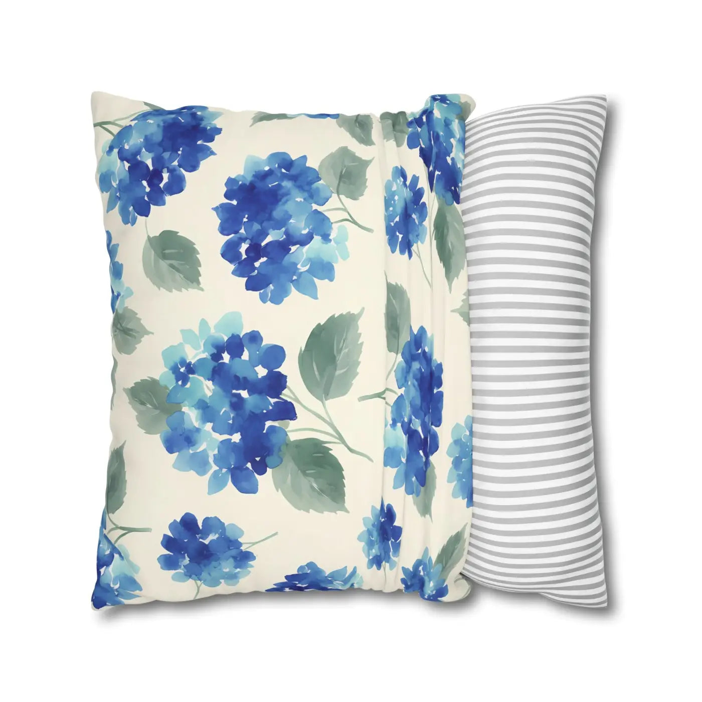 DipaliZ Blue Hydrangea Floral Pillowcase Cotton 18x18