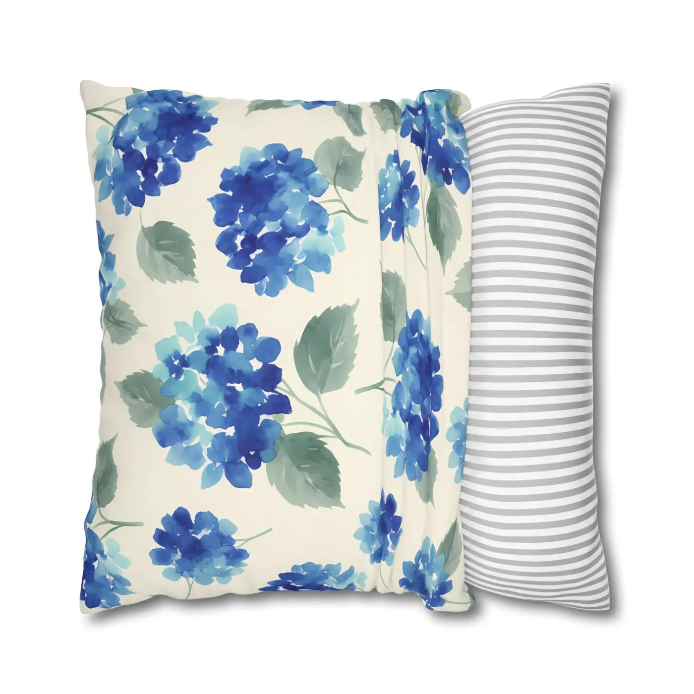 DipaliZ Blue Hydrangea Floral Pillowcase Cotton 18x18