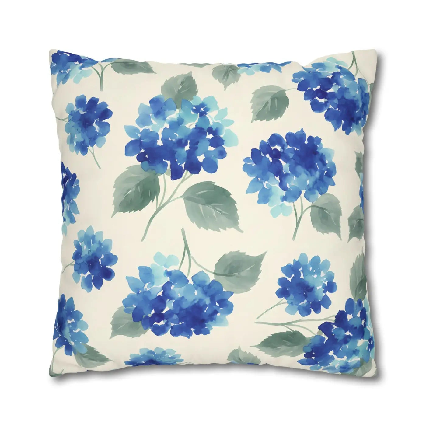 DipaliZ Blue Hydrangea Floral Pillowcase Cotton 18x18