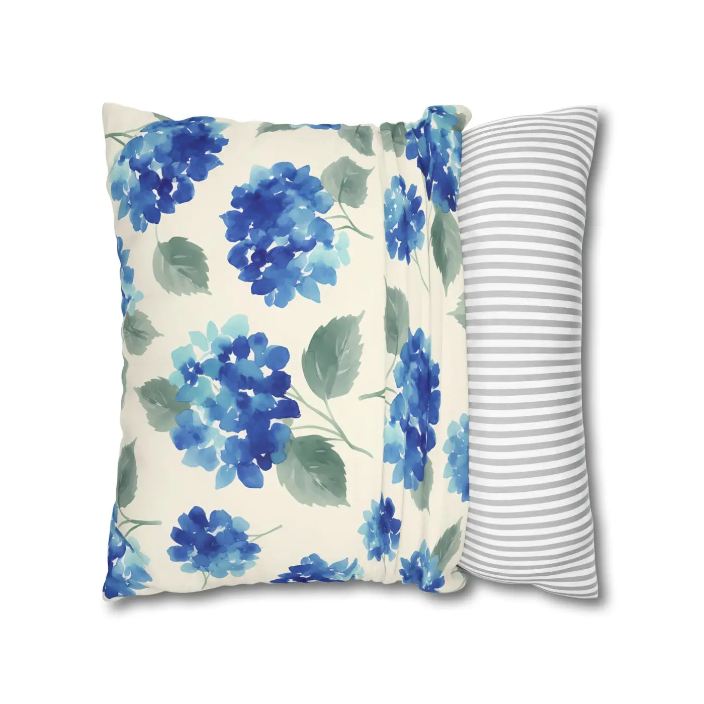 DipaliZ Blue Hydrangea Floral Pillowcase Cotton 18x18