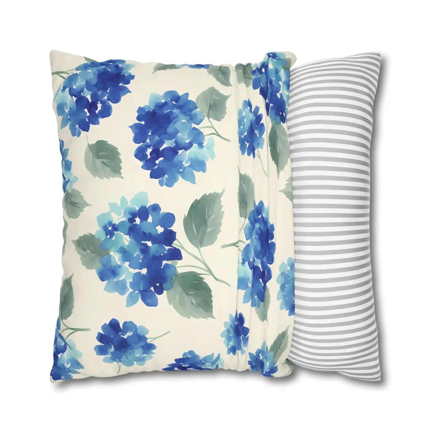 DipaliZ Blue Hydrangea Floral Pillowcase Cotton 18x18