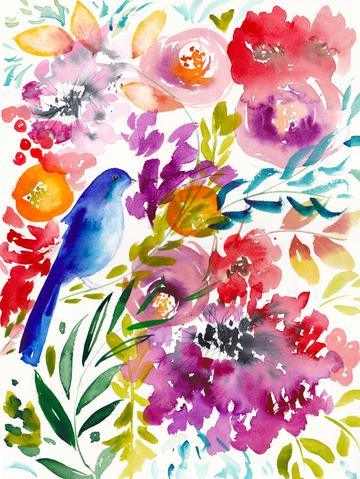 Bluebird Amongst the Blooms Art Print – Archival Nature Wall Art