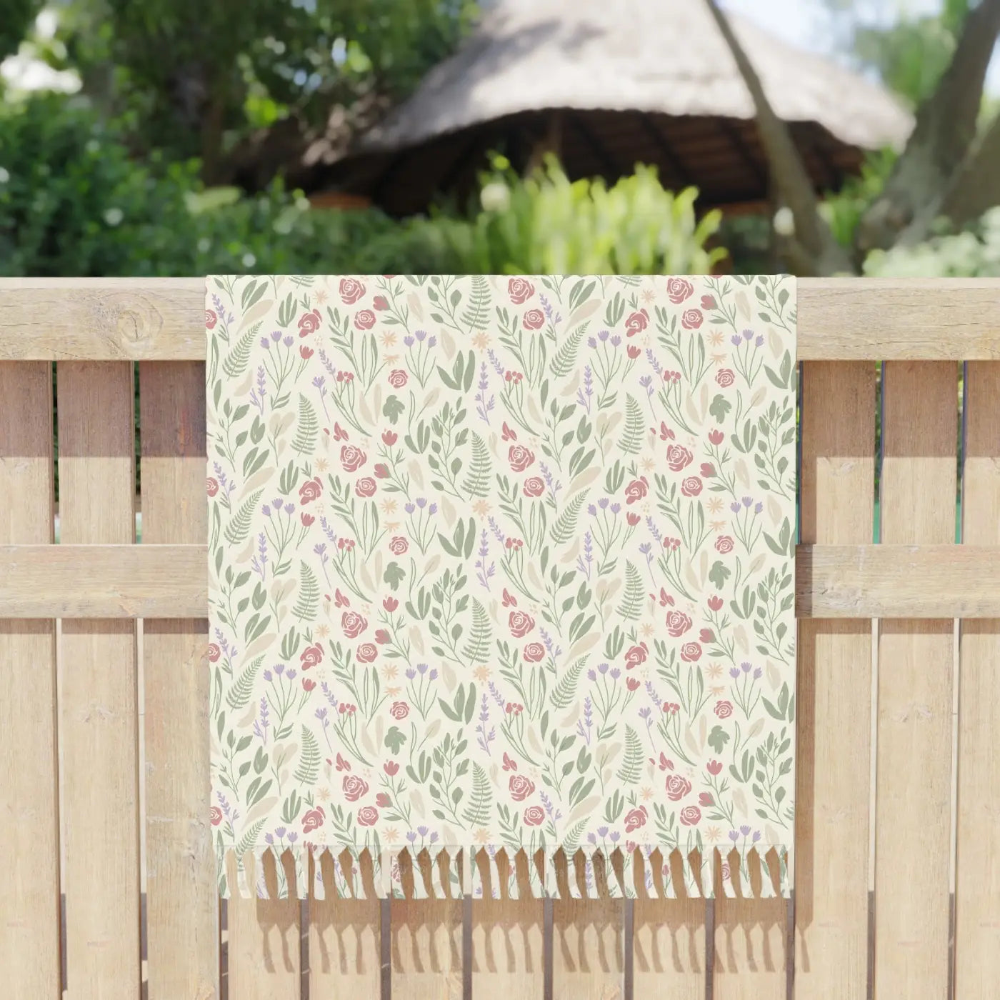 DipaliZ Boho Floral Beach Towel Sand Resistant Weave