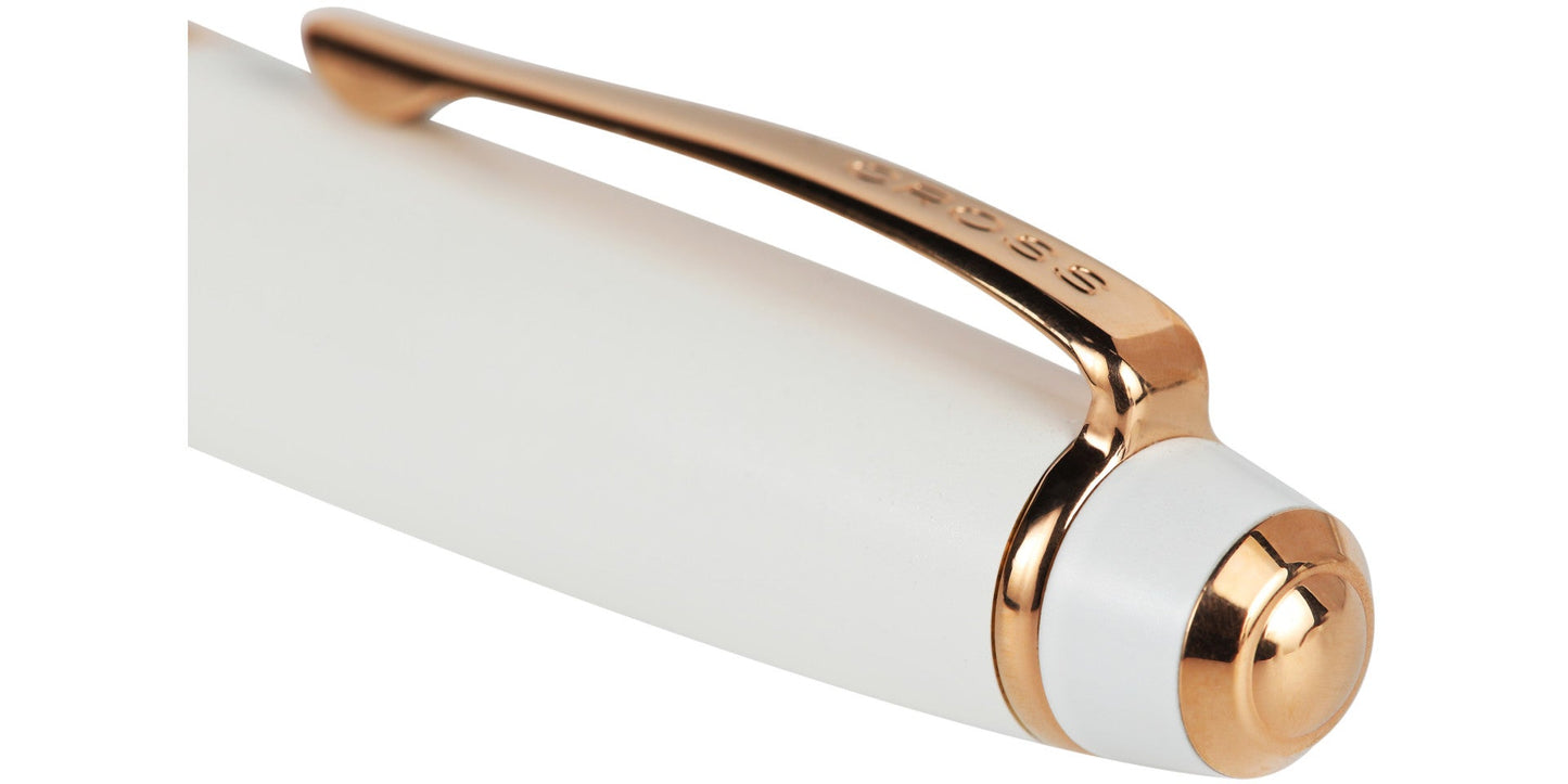 Bailey™ Pearlescent White Lacquer Rose Gold Plated Stainless Steel Fine Nib Fountain Pen