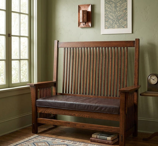 Mission Solid Oak Bench / Settee with Spindles