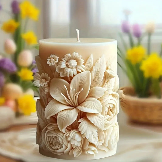 Candle Mold - Ceramic Floral