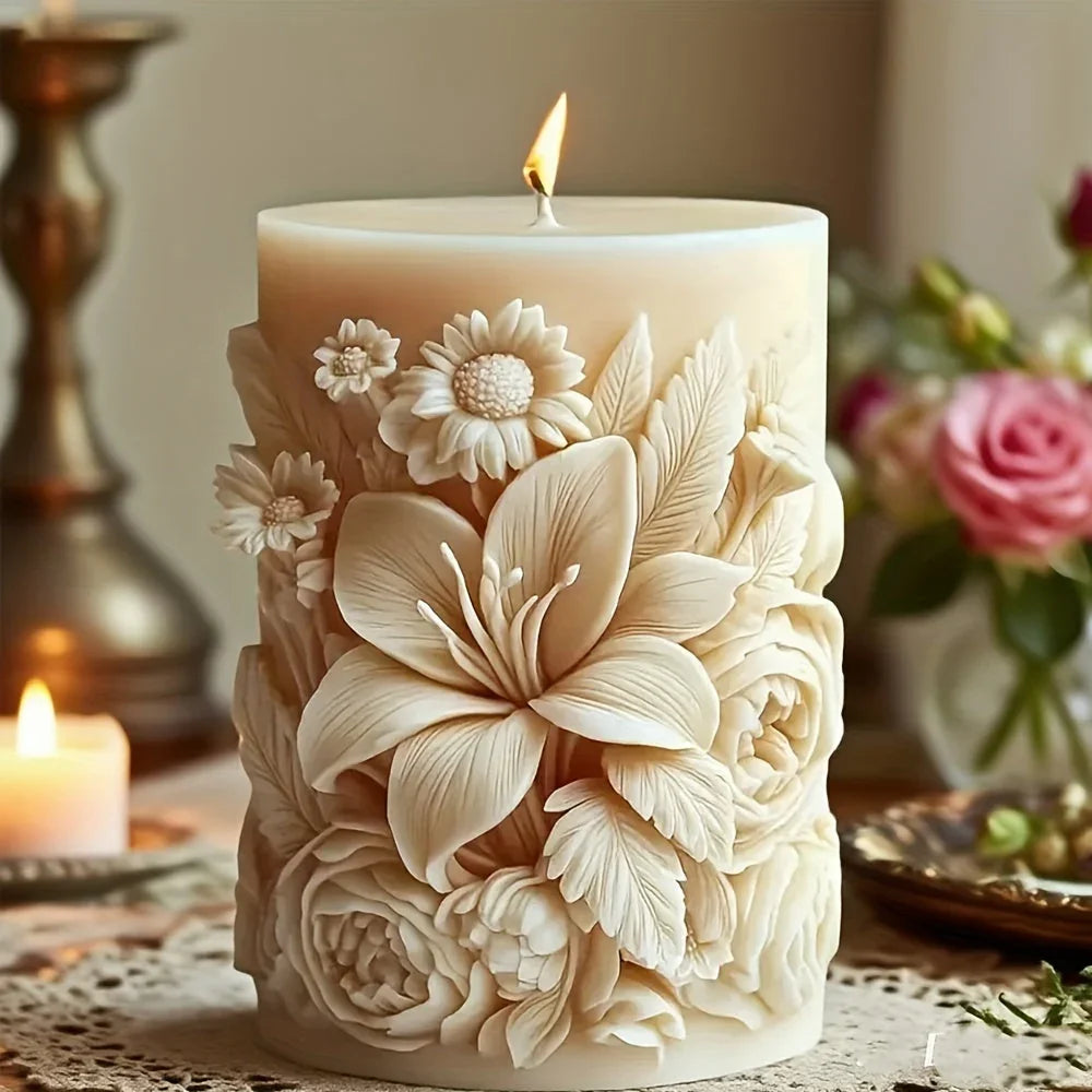 Candle Mold - Ceramic Floral