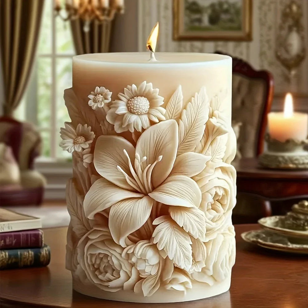 Candle Mold - Ceramic Floral