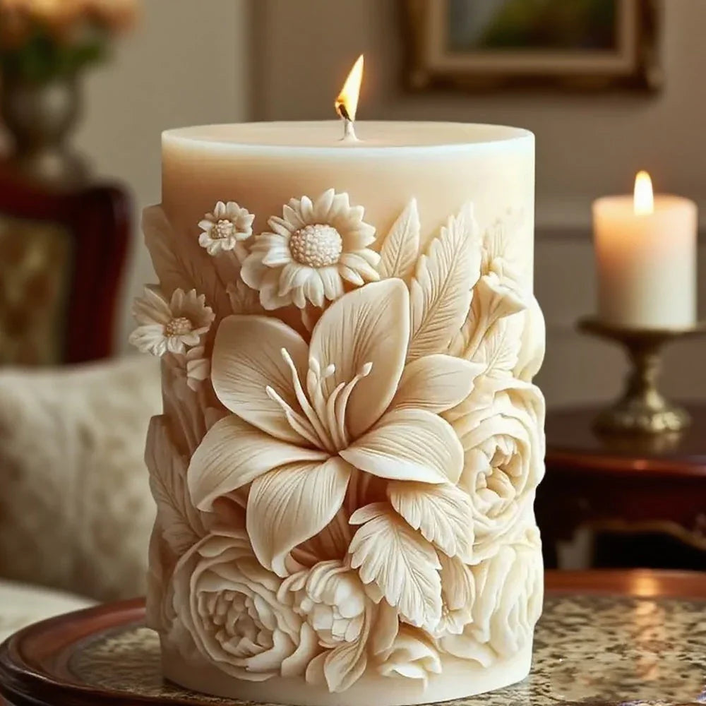 Candle Mold - Ceramic Floral