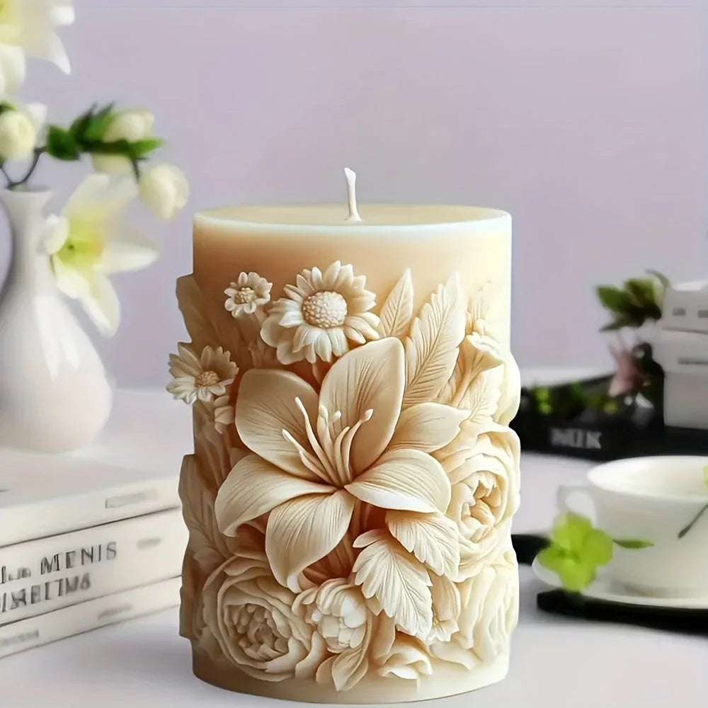 Candle Mold - Ceramic Floral