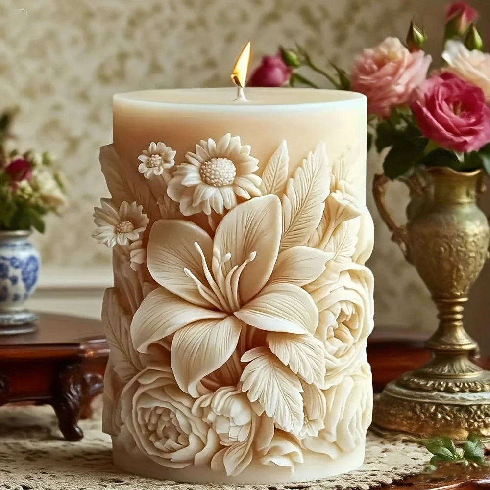 Candle Mold - Ceramic Floral
