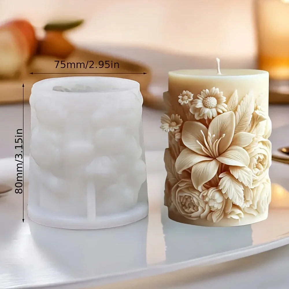 Candle Mold - Ceramic Floral