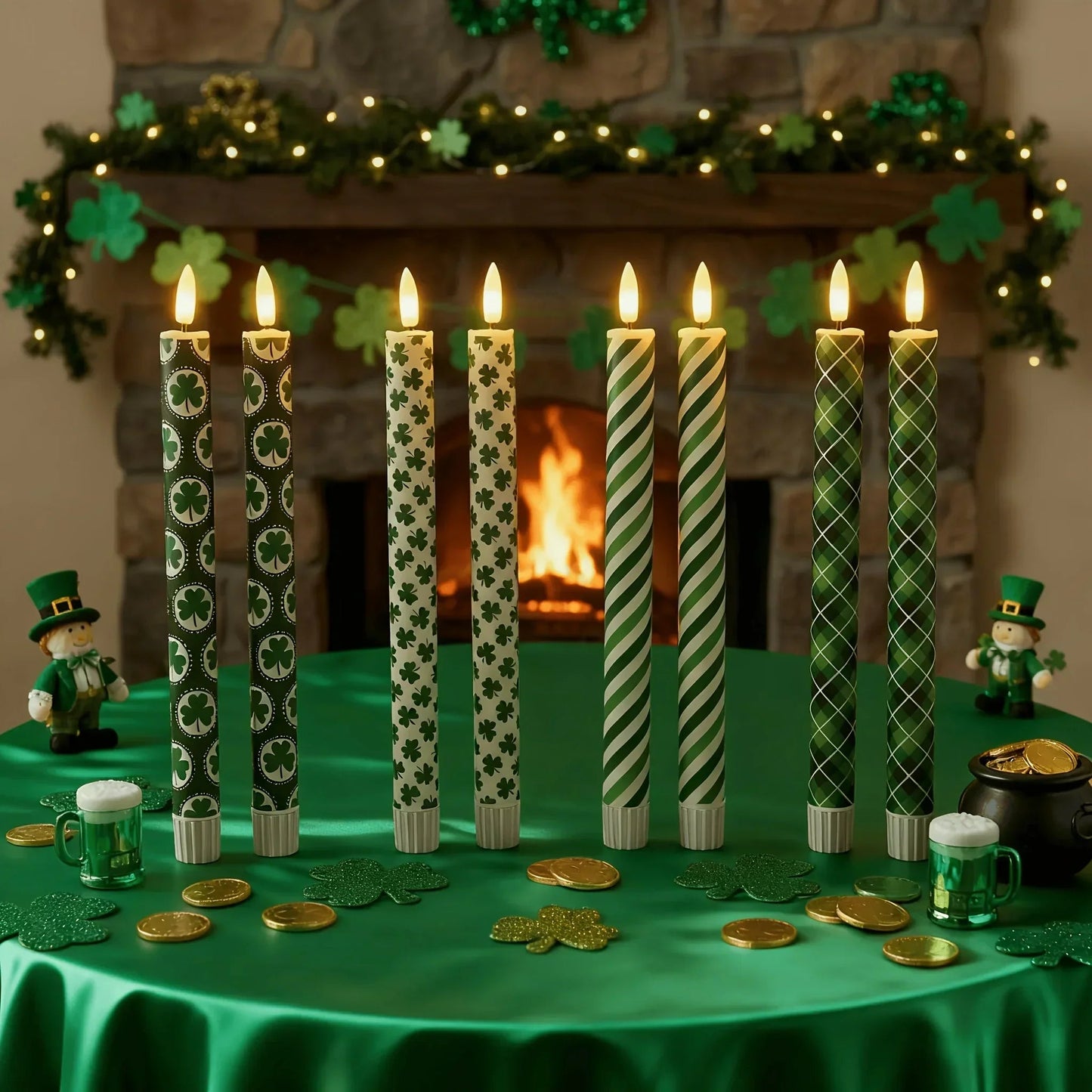 Candles - LED Green 10 Inch Set